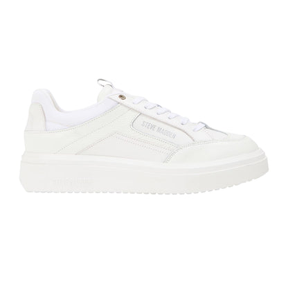 White - Front - Steve Madden Mens Orlando Leather Trainers