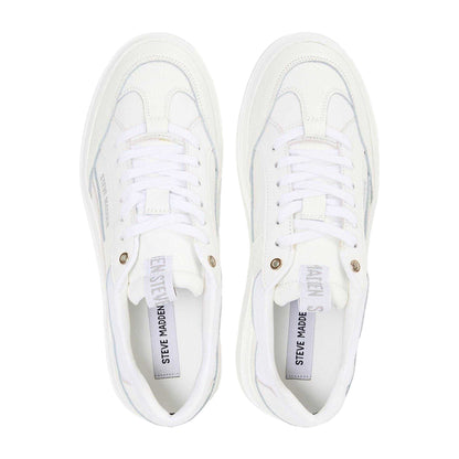White - Side - Steve Madden Mens Orlando Leather Trainers