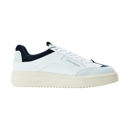 White-Navy - Front - Steve Madden Mens Orlando Leather Trainers