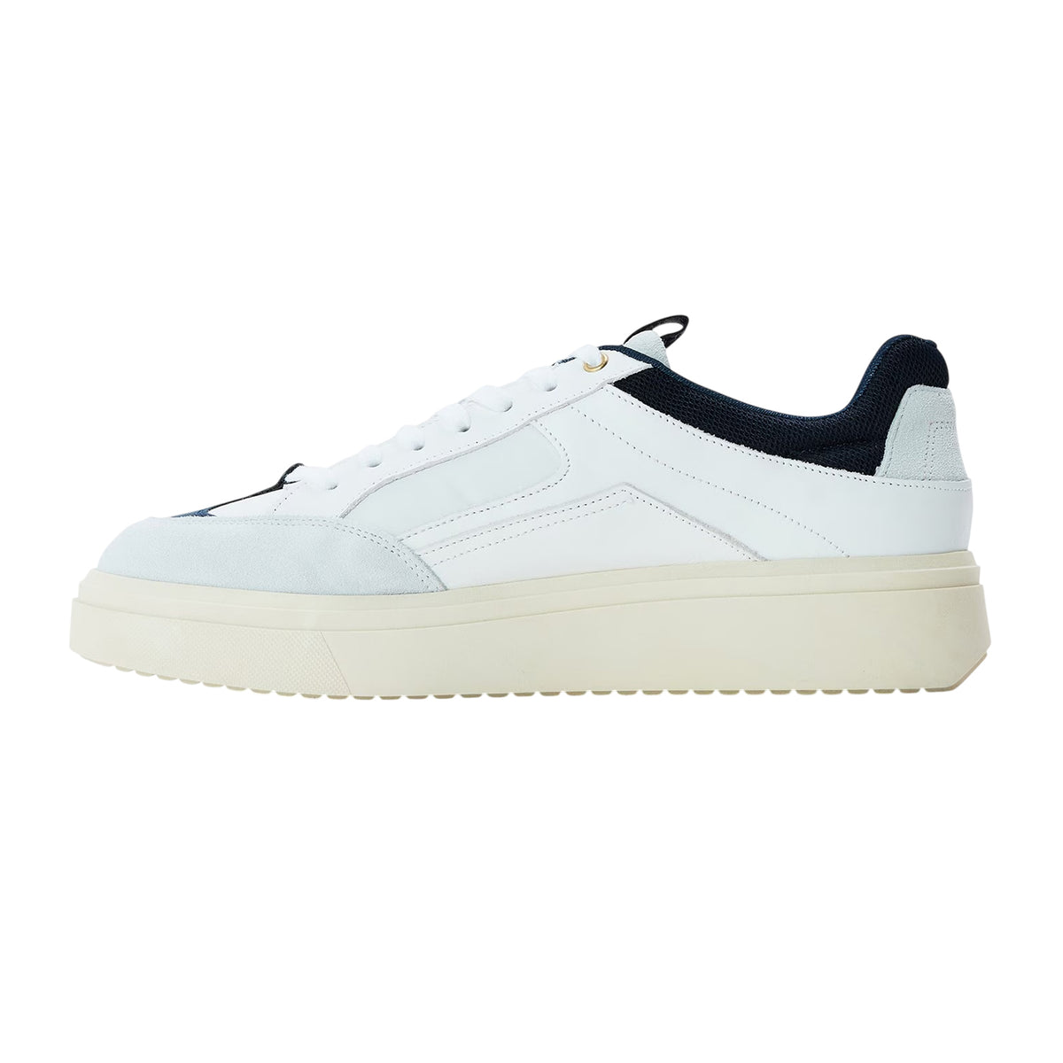 White-Navy - Back - Steve Madden Mens Orlando Leather Trainers