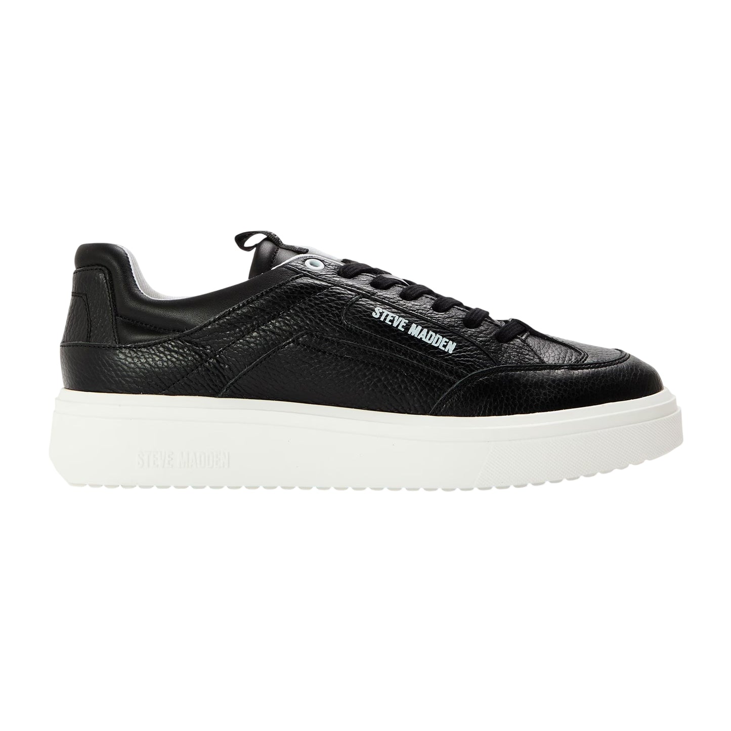 Black - Front - Steve Madden Mens Orlando Leather Trainers
