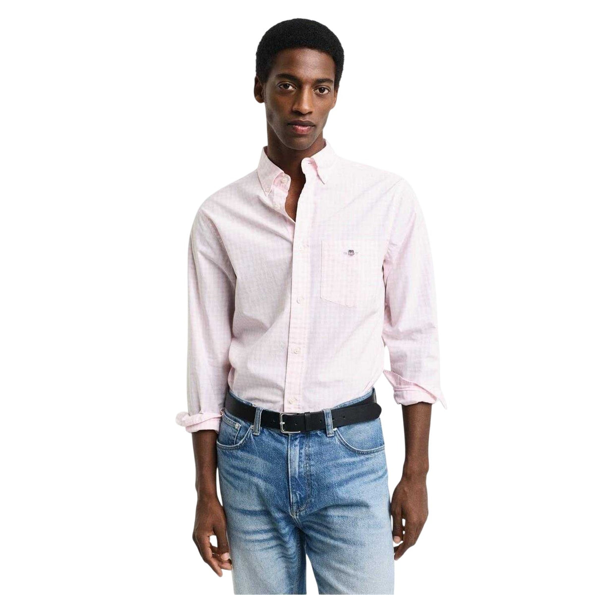 Light Pink - Front - Gant Mens Gingham Regular Shirt