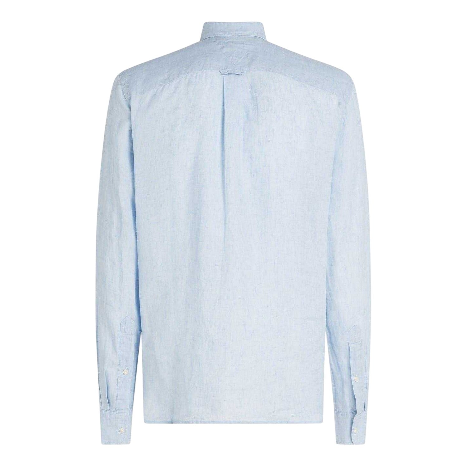 Breezy Blue - Back - Tommy Hilfiger Mens Linen Regular Long-Sleeved Shirt