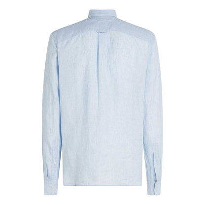 Breezy Blue - Back - Tommy Hilfiger Mens Linen Regular Long-Sleeved Shirt