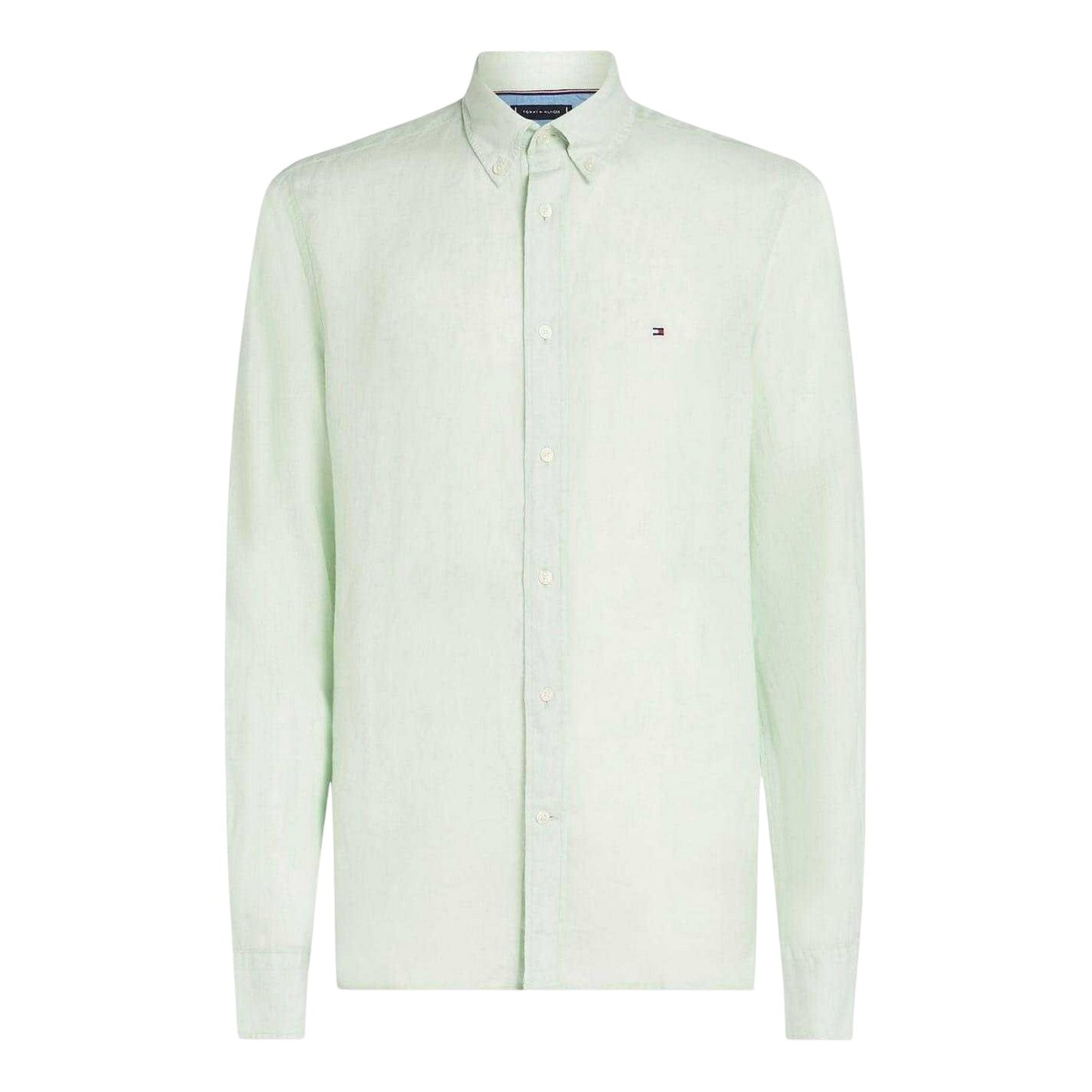 Opal Green - Front - Tommy Hilfiger Mens Linen Regular Long-Sleeved Shirt