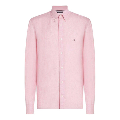 Classic Pink - Front - Tommy Hilfiger Mens Linen Regular Long-Sleeved Shirt