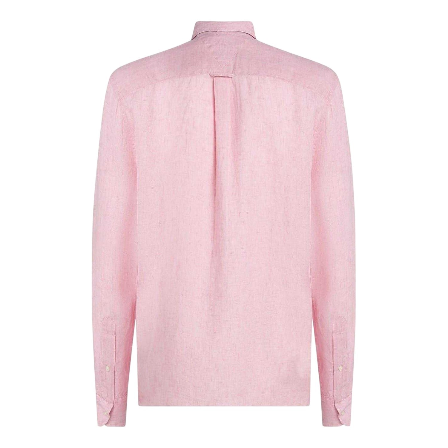 Classic Pink - Back - Tommy Hilfiger Mens Linen Regular Long-Sleeved Shirt