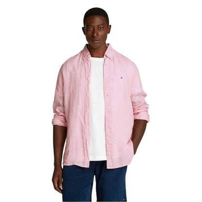 Classic Pink - Lifestyle - Tommy Hilfiger Mens Linen Regular Long-Sleeved Shirt