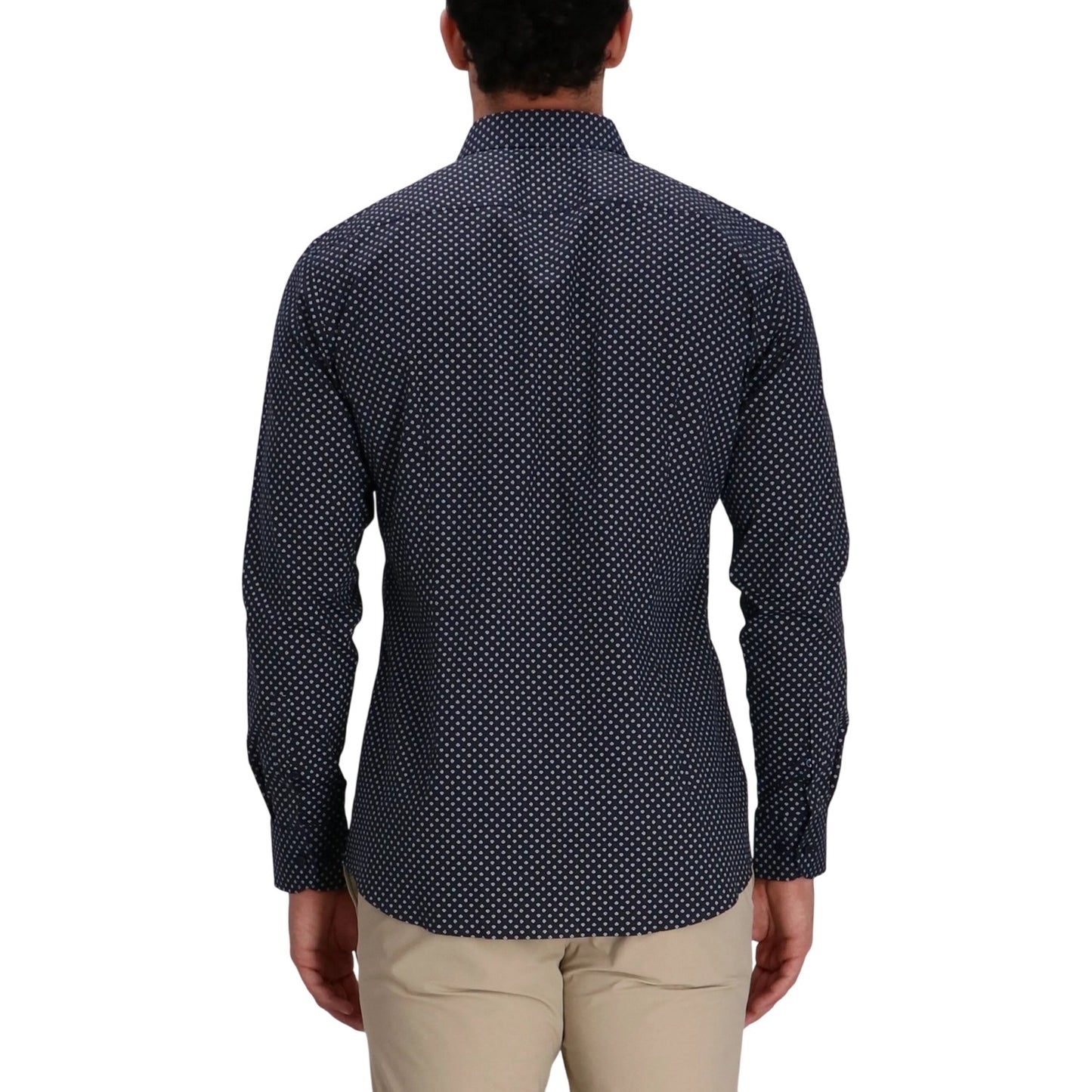 Dark Blue - Back - Boss Mens Polka Dot Regular Long-Sleeved Shirt