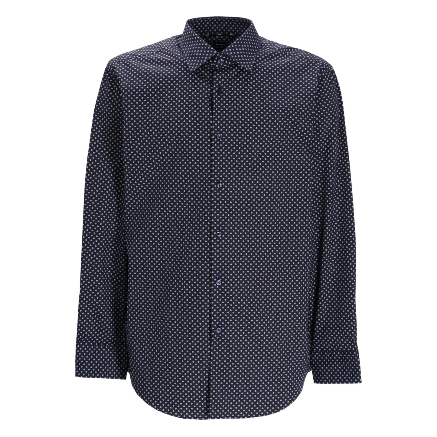 Dark Blue - Front - Boss Mens Polka Dot Regular Long-Sleeved Shirt