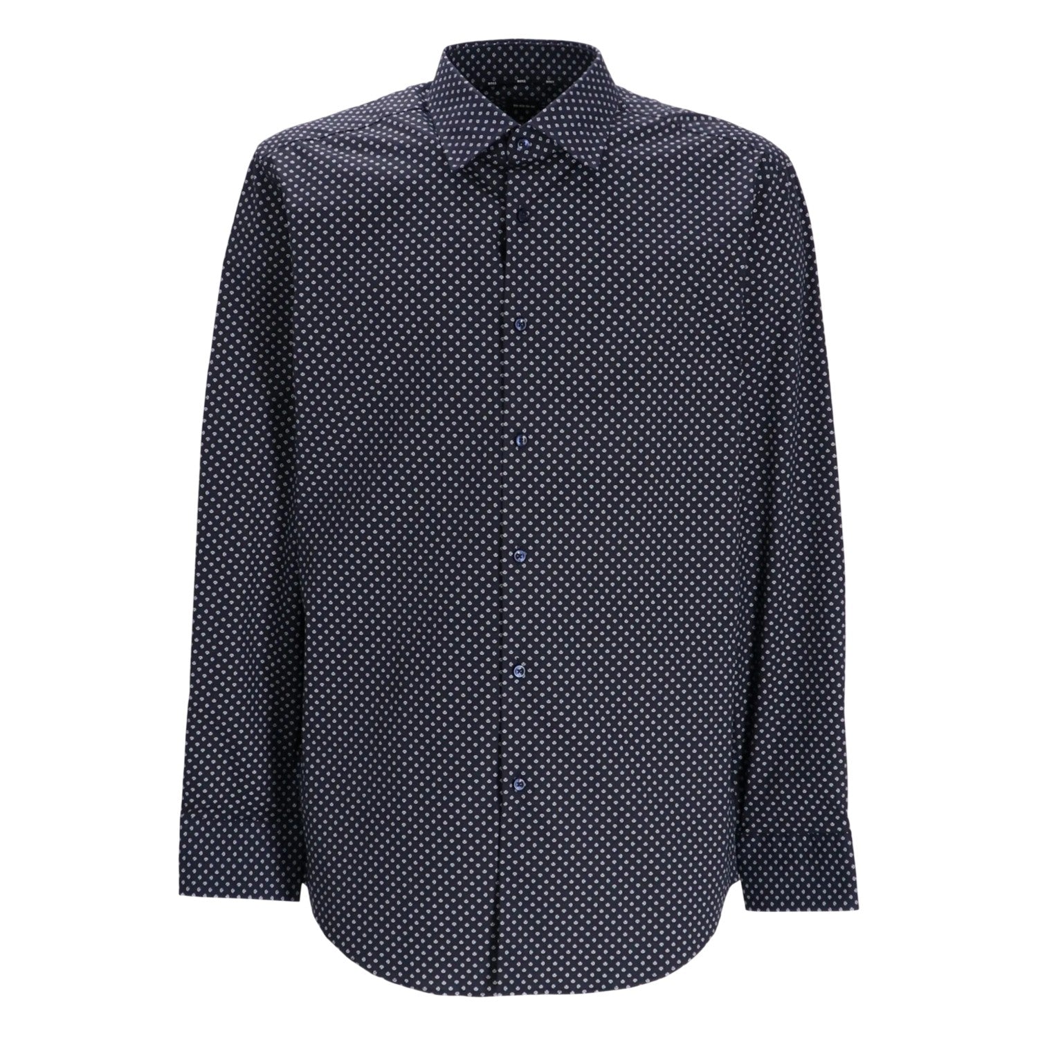 Dark Blue - Front - Boss Mens Polka Dot Regular Long-Sleeved Shirt