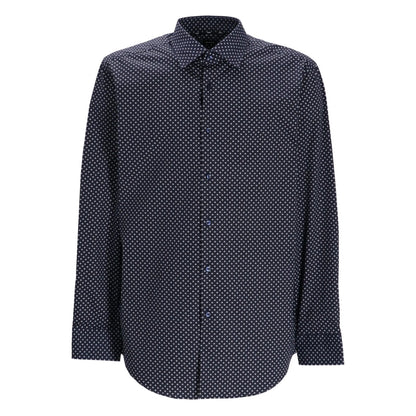 Dark Blue - Front - Boss Mens Polka Dot Regular Long-Sleeved Shirt