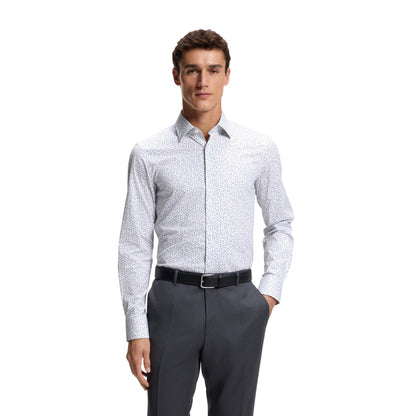 Blue - Lifestyle - Boss Mens Micro-Dot Regular Long-Sleeved Shirt