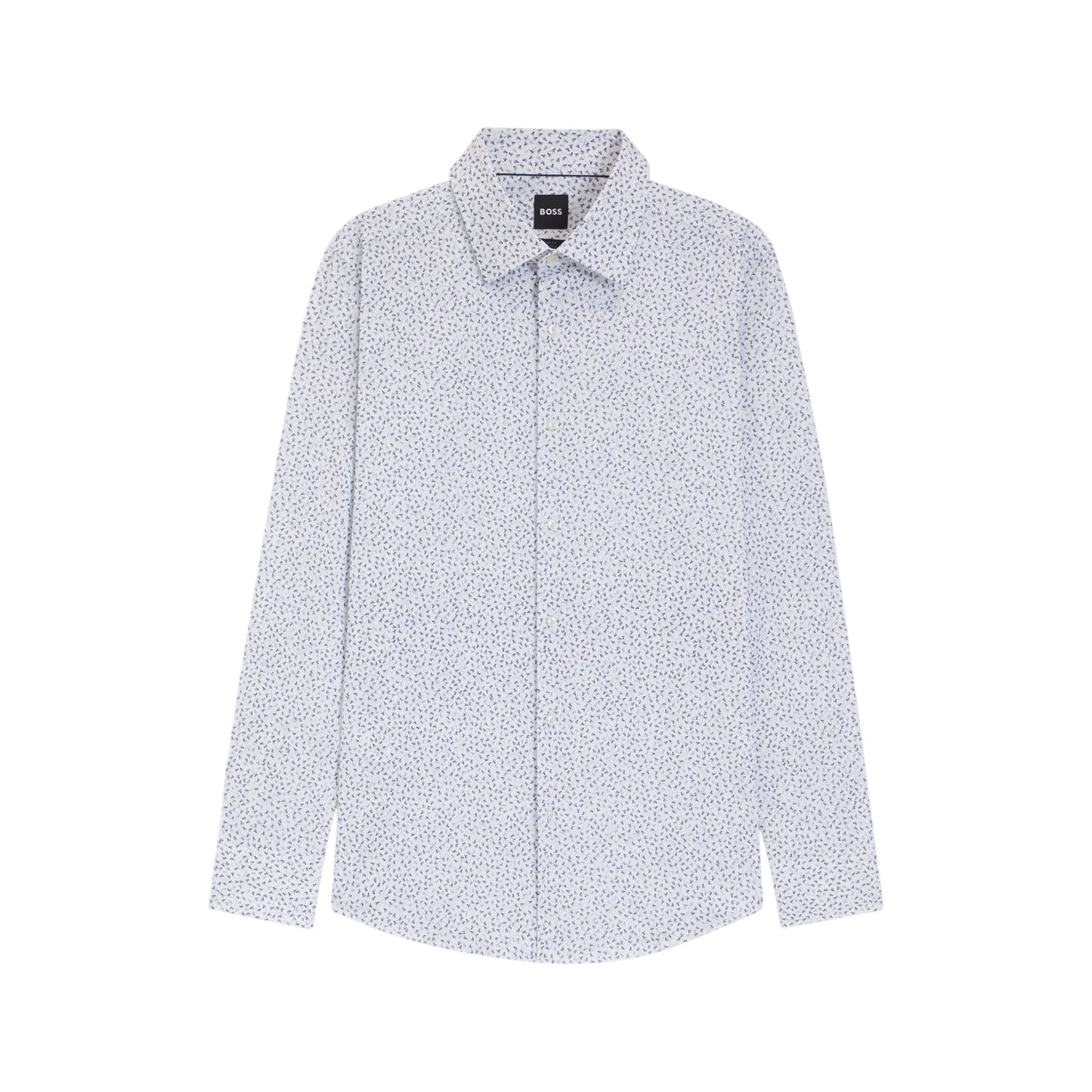 Blue - Front - Boss Mens Micro-Dot Regular Long-Sleeved Shirt