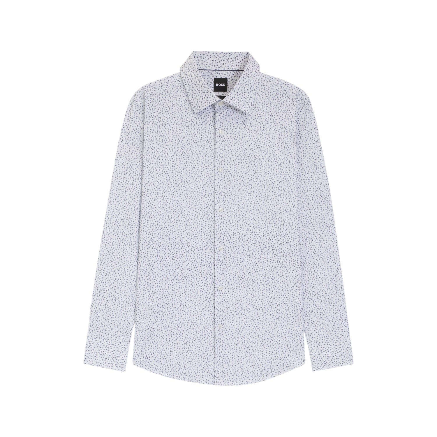 Blue - Front - Boss Mens Micro-Dot Regular Long-Sleeved Shirt