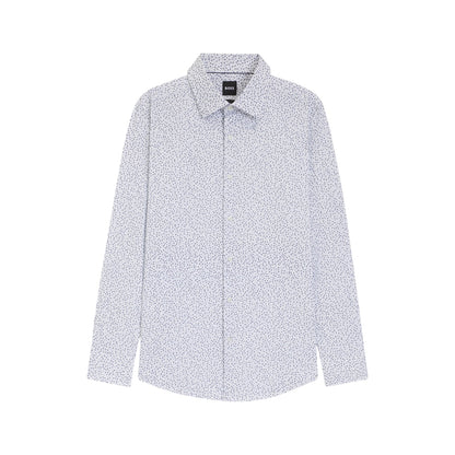 Blue - Front - Boss Mens Micro-Dot Regular Long-Sleeved Shirt