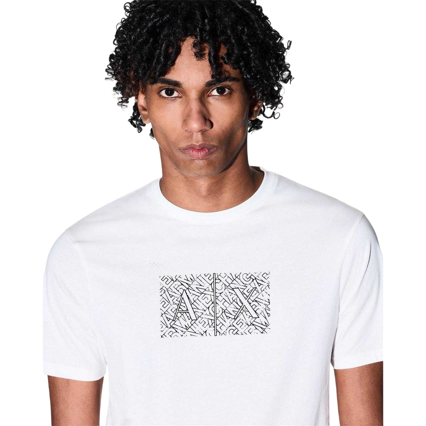 Off White - Side - Armani Exchange Mens Logo Crew Neck T-Shirt