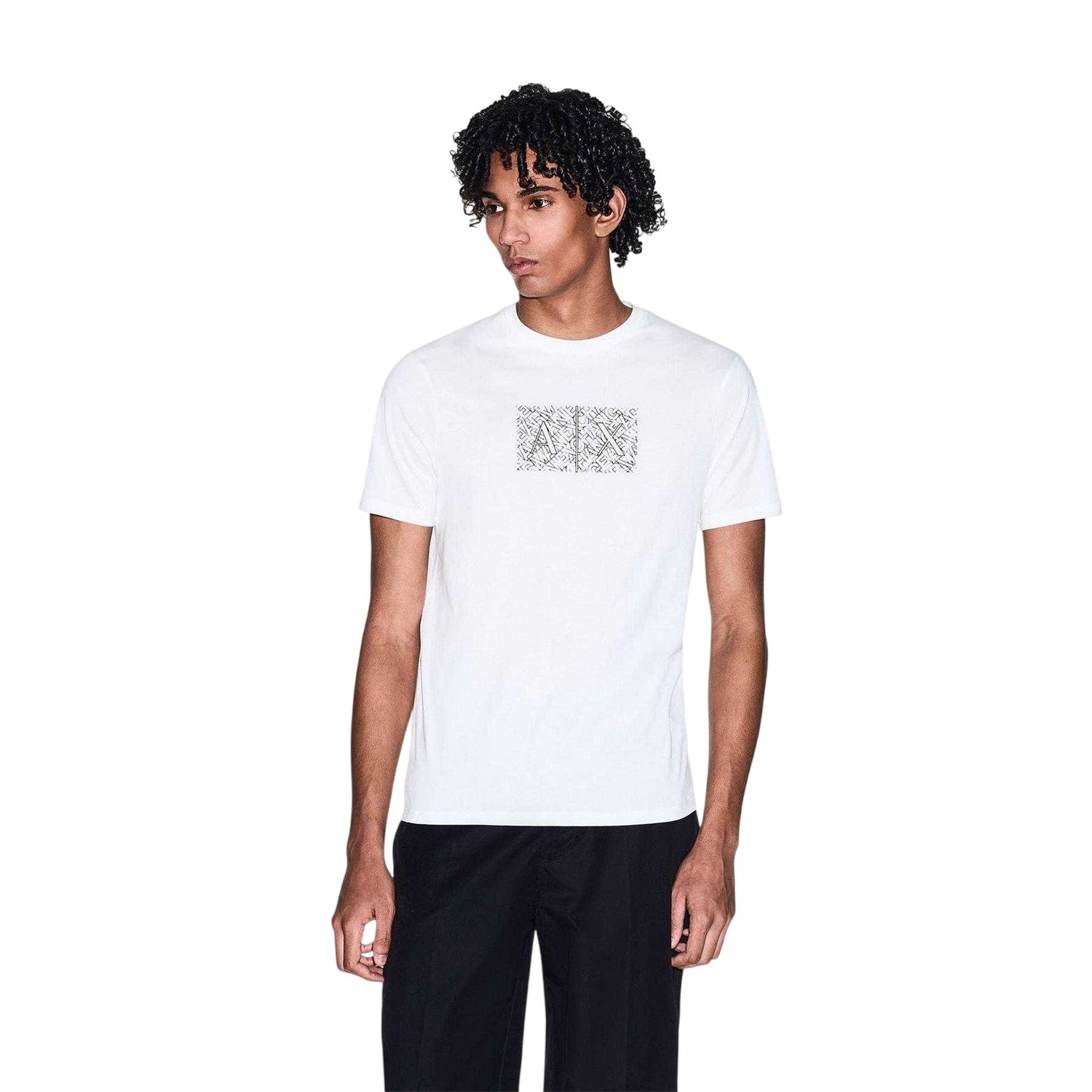 Off White - Lifestyle - Armani Exchange Mens Logo Crew Neck T-Shirt