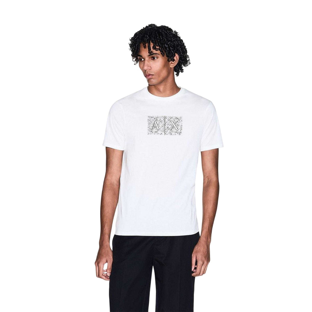Off White - Lifestyle - Armani Exchange Mens Logo Crew Neck T-Shirt