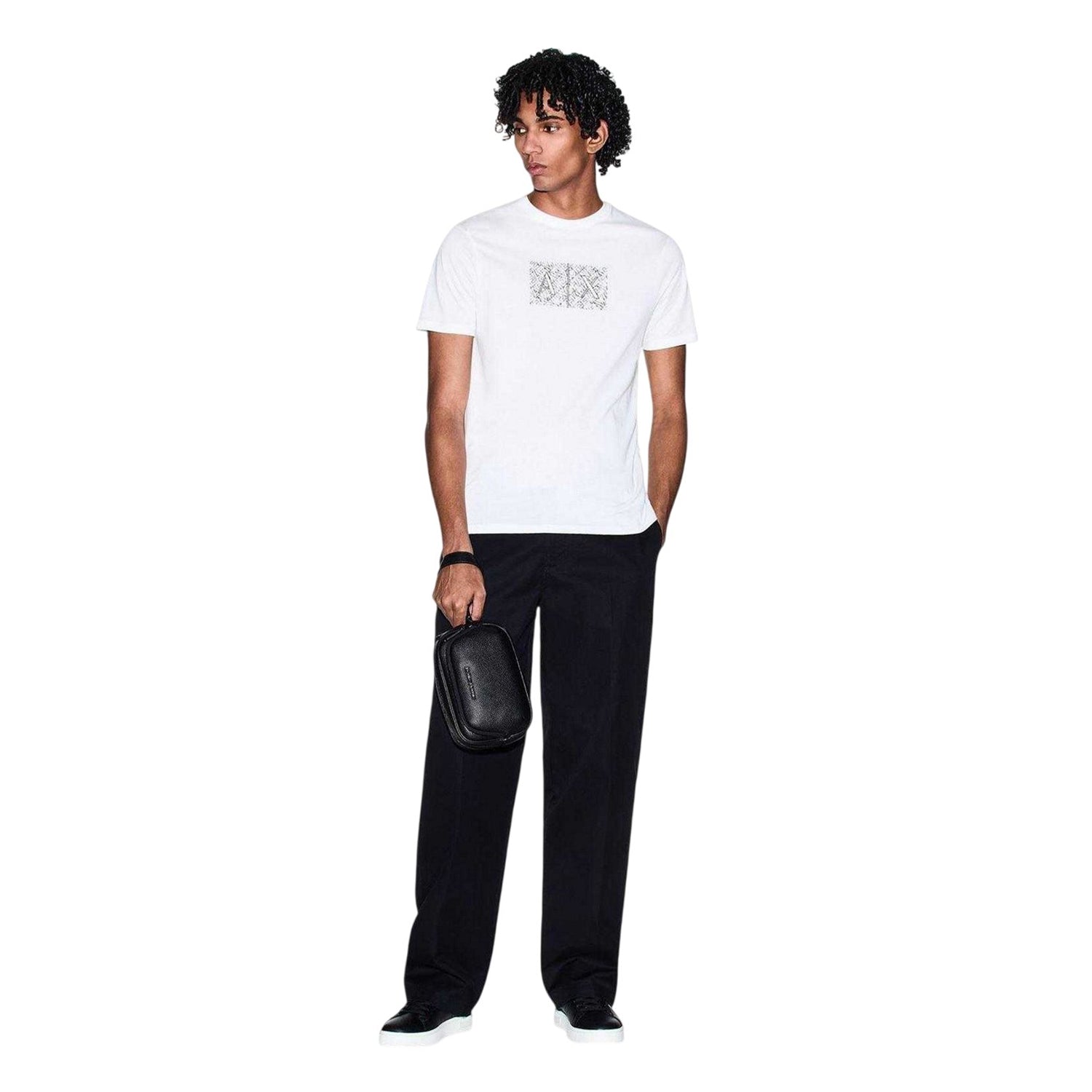 Off White - Pack Shot - Armani Exchange Mens Logo Crew Neck T-Shirt