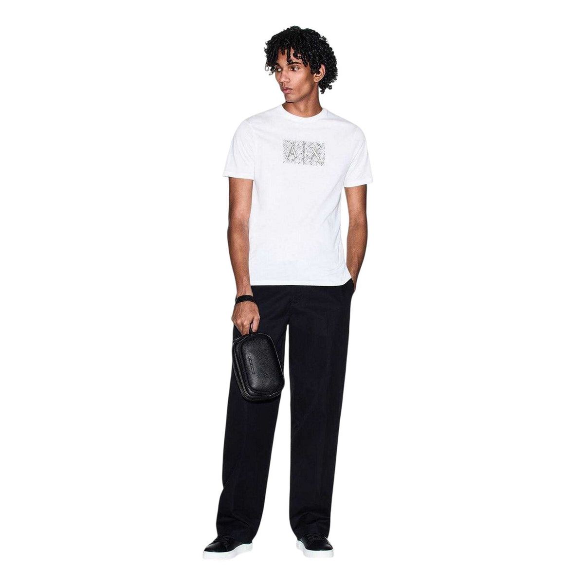 Off White - Pack Shot - Armani Exchange Mens Logo Crew Neck T-Shirt