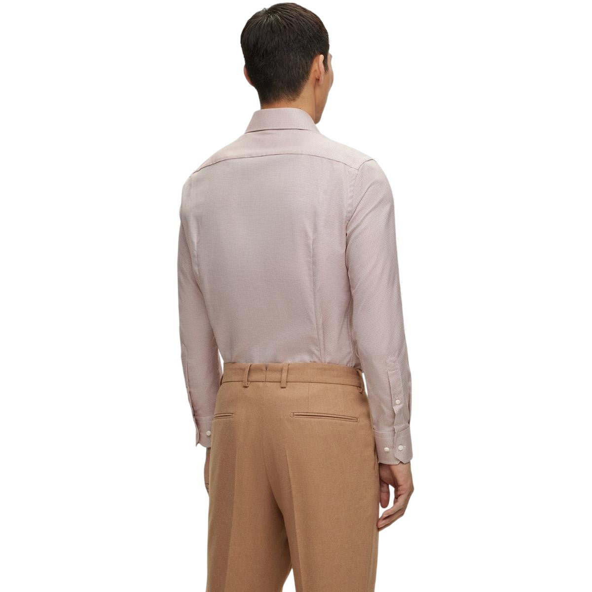 Red - Back - Boss Mens Plain Regular Long-Sleeved Shirt