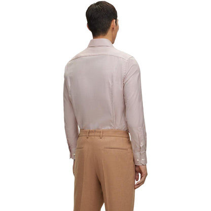 Red - Back - Boss Mens Plain Regular Long-Sleeved Shirt