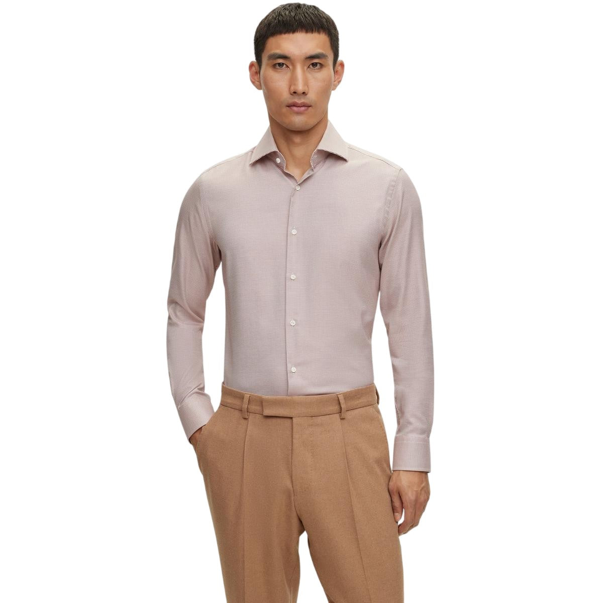 Red - Lifestyle - Boss Mens Plain Regular Long-Sleeved Shirt