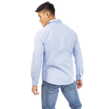 Light Blue - Back - Peter Werth Mens Regular Long-Sleeved Shirt