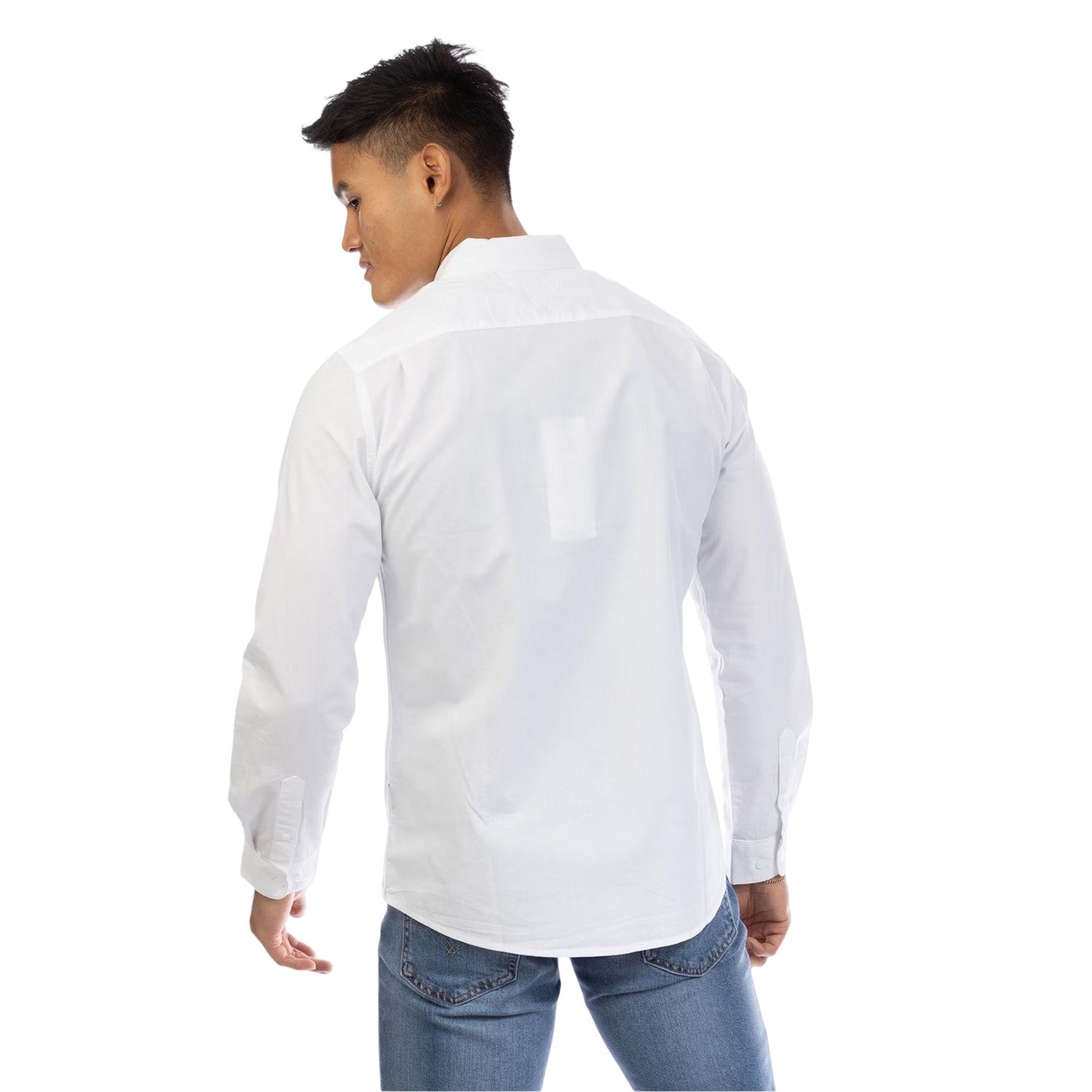 White - Back - Peter Werth Mens Regular Long-Sleeved Shirt