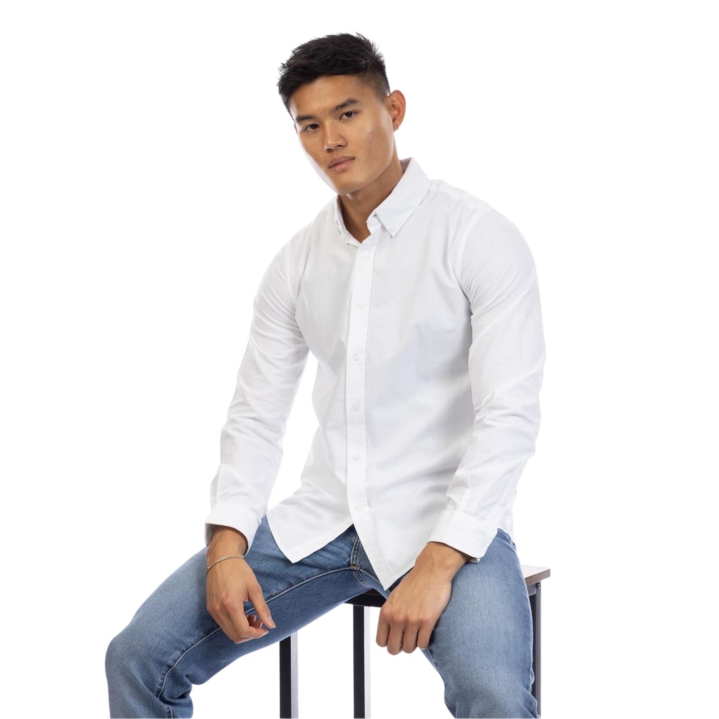 White - Lifestyle - Peter Werth Mens Regular Long-Sleeved Shirt
