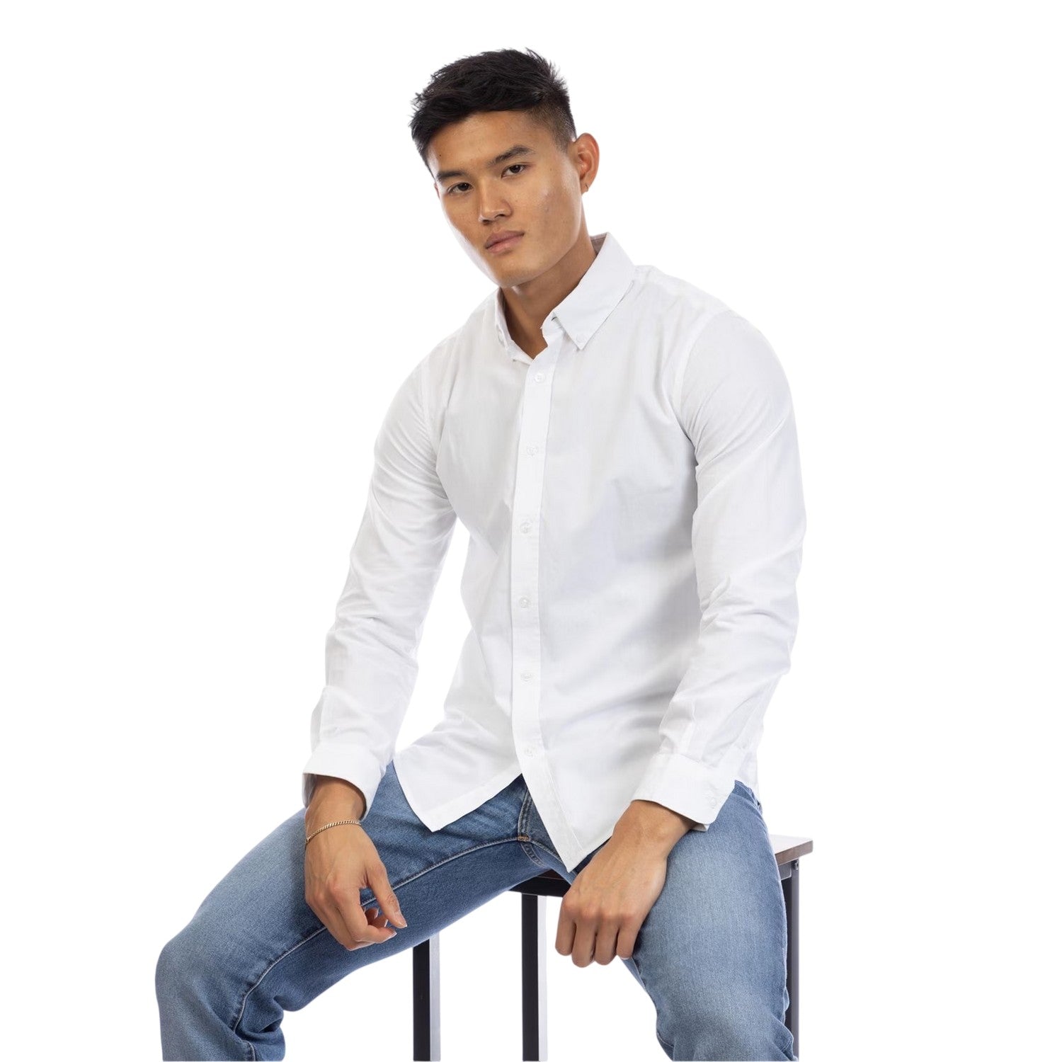 White - Lifestyle - Peter Werth Mens Regular Long-Sleeved Shirt