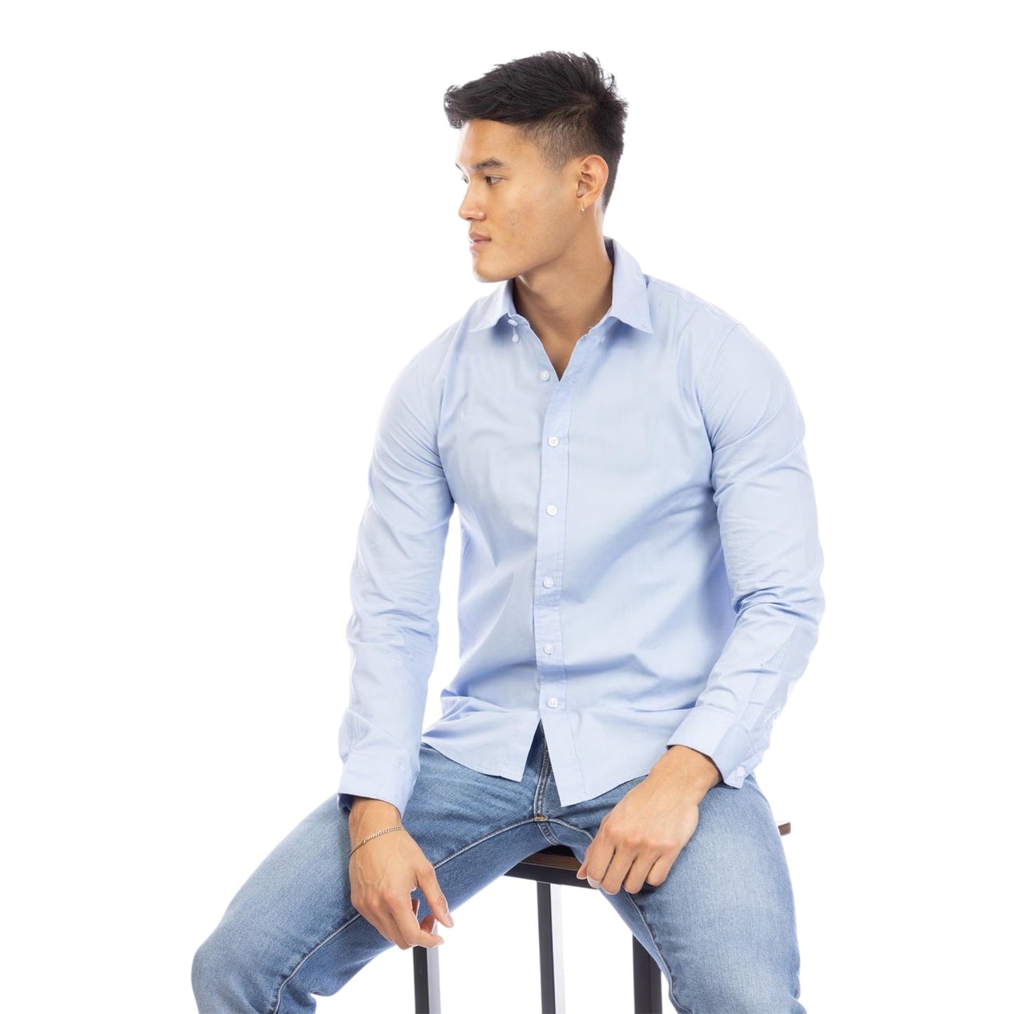 Light Blue - Lifestyle - Peter Werth Mens Regular Long-Sleeved Shirt