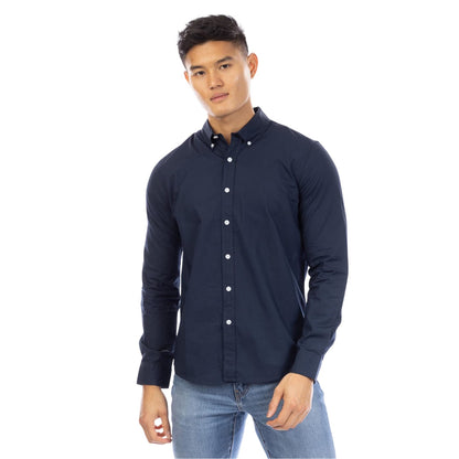 Navy - Front - Peter Werth Mens Regular Long-Sleeved Shirt