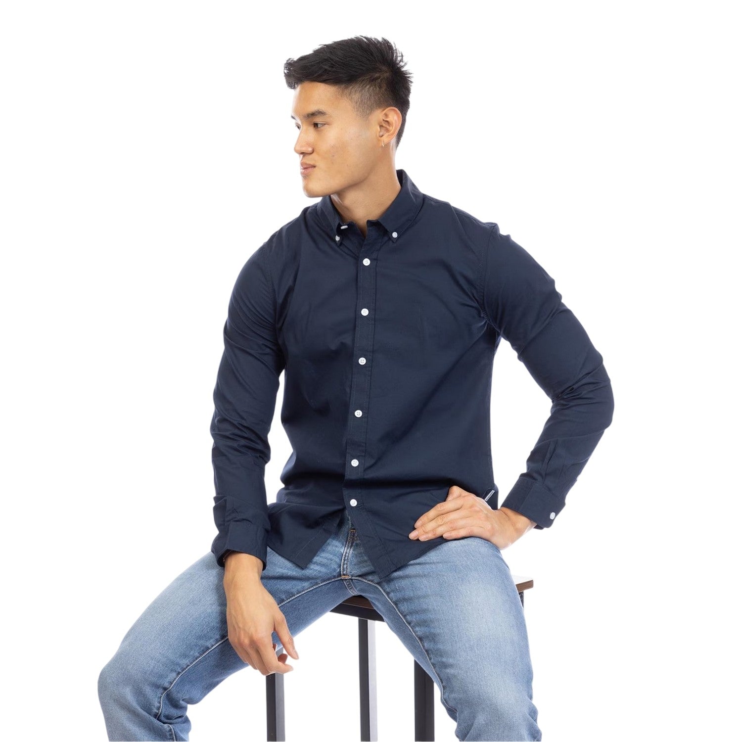 Navy - Lifestyle - Peter Werth Mens Regular Long-Sleeved Shirt