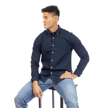Navy - Lifestyle - Peter Werth Mens Regular Long-Sleeved Shirt