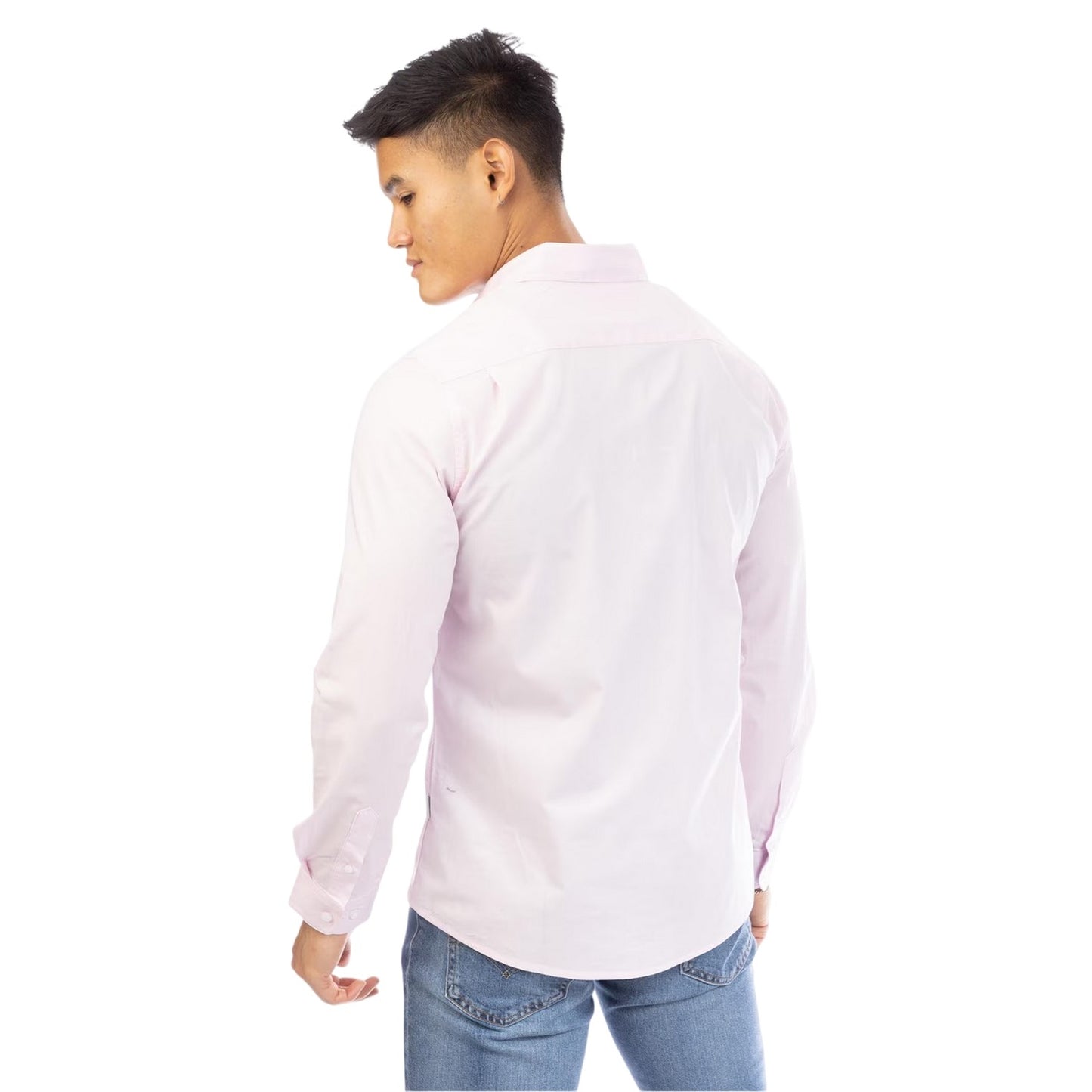 Pink - Back - Peter Werth Mens Regular Long-Sleeved Shirt