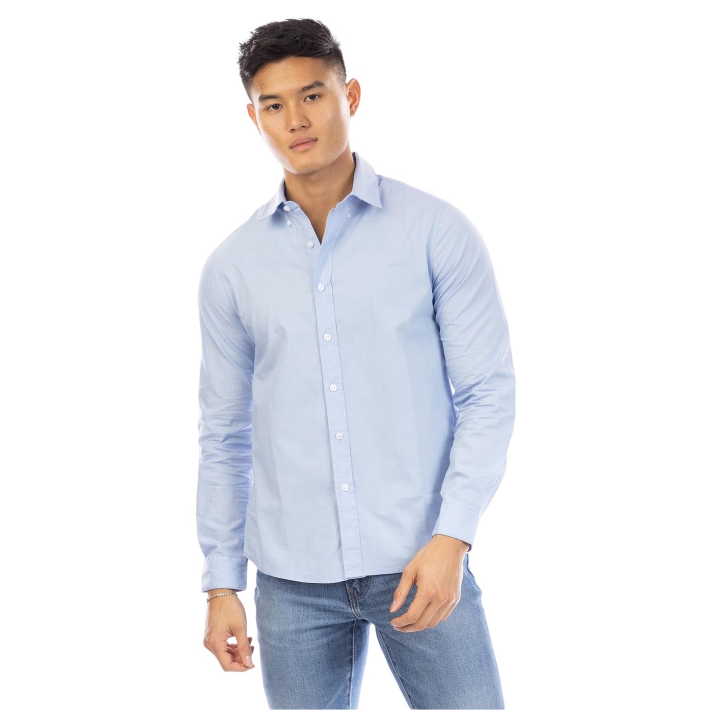Light Blue - Front - Peter Werth Mens Regular Long-Sleeved Shirt