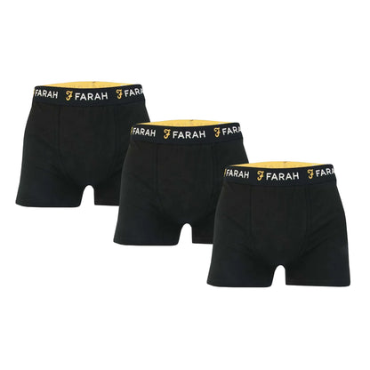 Black - Front - Farah Mens Saginaw Boxer Shorts (Pack of 3)