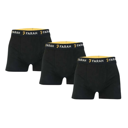 Black - Front - Farah Mens Saginaw Boxer Shorts (Pack of 3)
