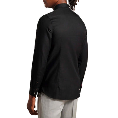 Black - Back - Ted Baker Mens Lecce Textured Stripe Long-Sleeved Shirt