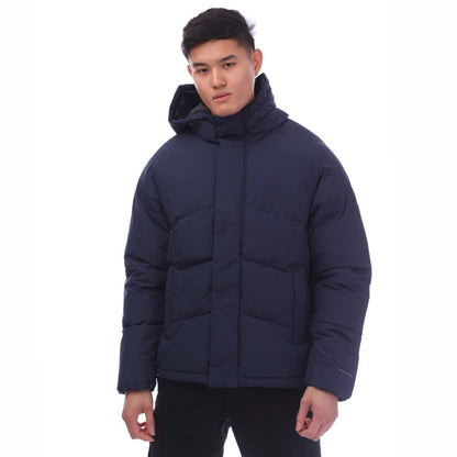 Navy - Front - Jack And Jones Mens Otis Hooded Puffer Jacket