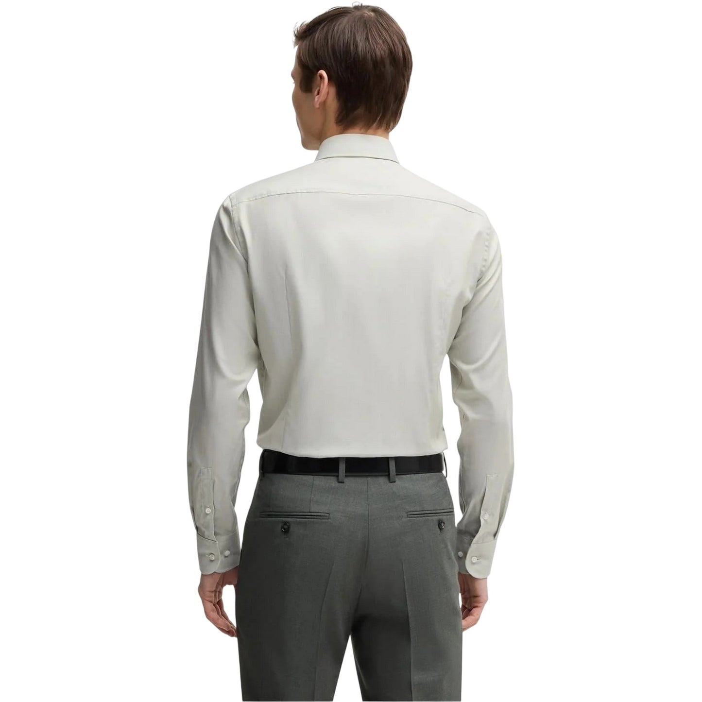 Green - Back - Boss Mens Plain Regular Long-Sleeved Formal Shirt
