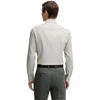 Green - Back - Boss Mens Plain Regular Long-Sleeved Formal Shirt