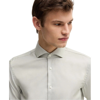 Green - Side - Boss Mens Plain Regular Long-Sleeved Formal Shirt