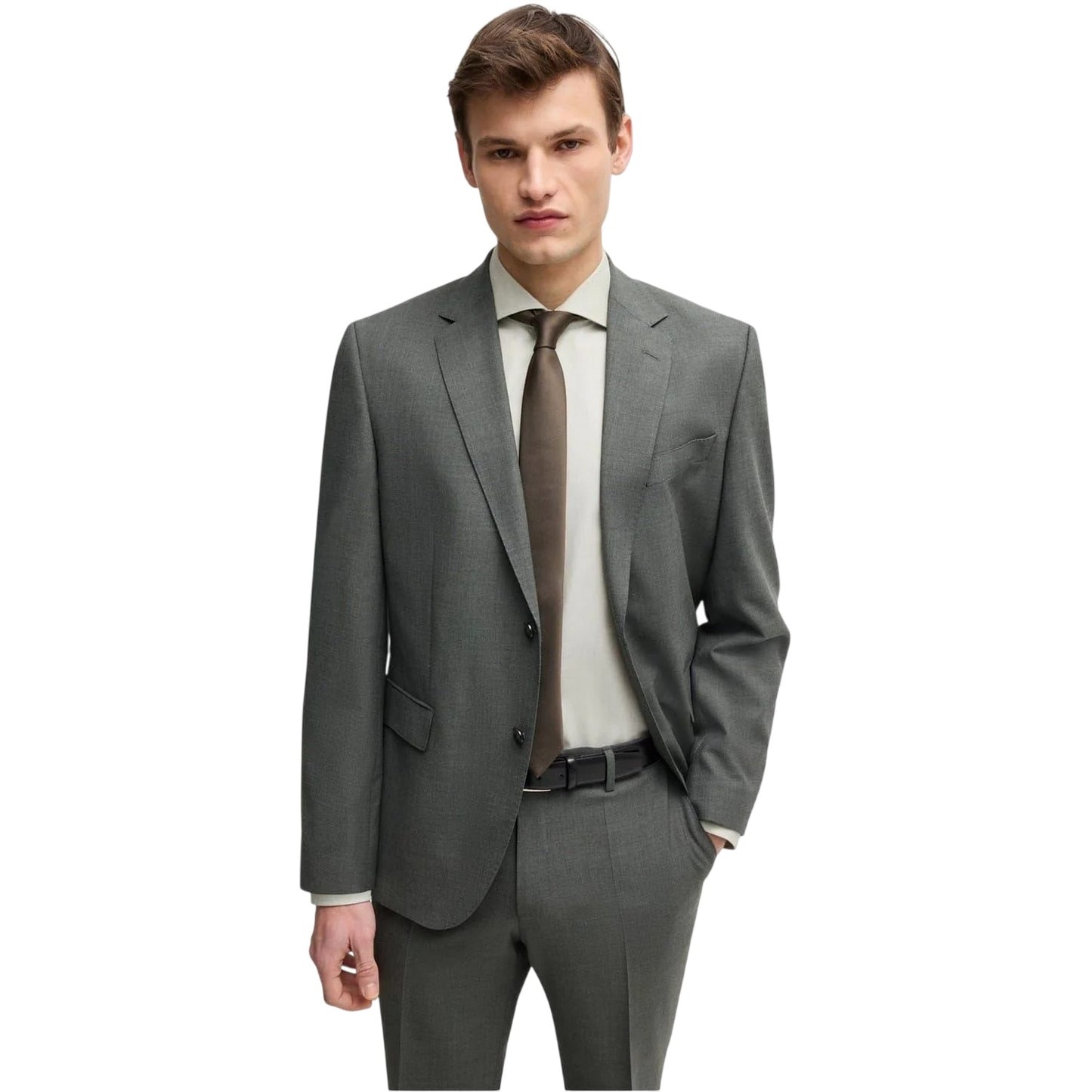 Green - Pack Shot - Boss Mens Plain Regular Long-Sleeved Formal Shirt