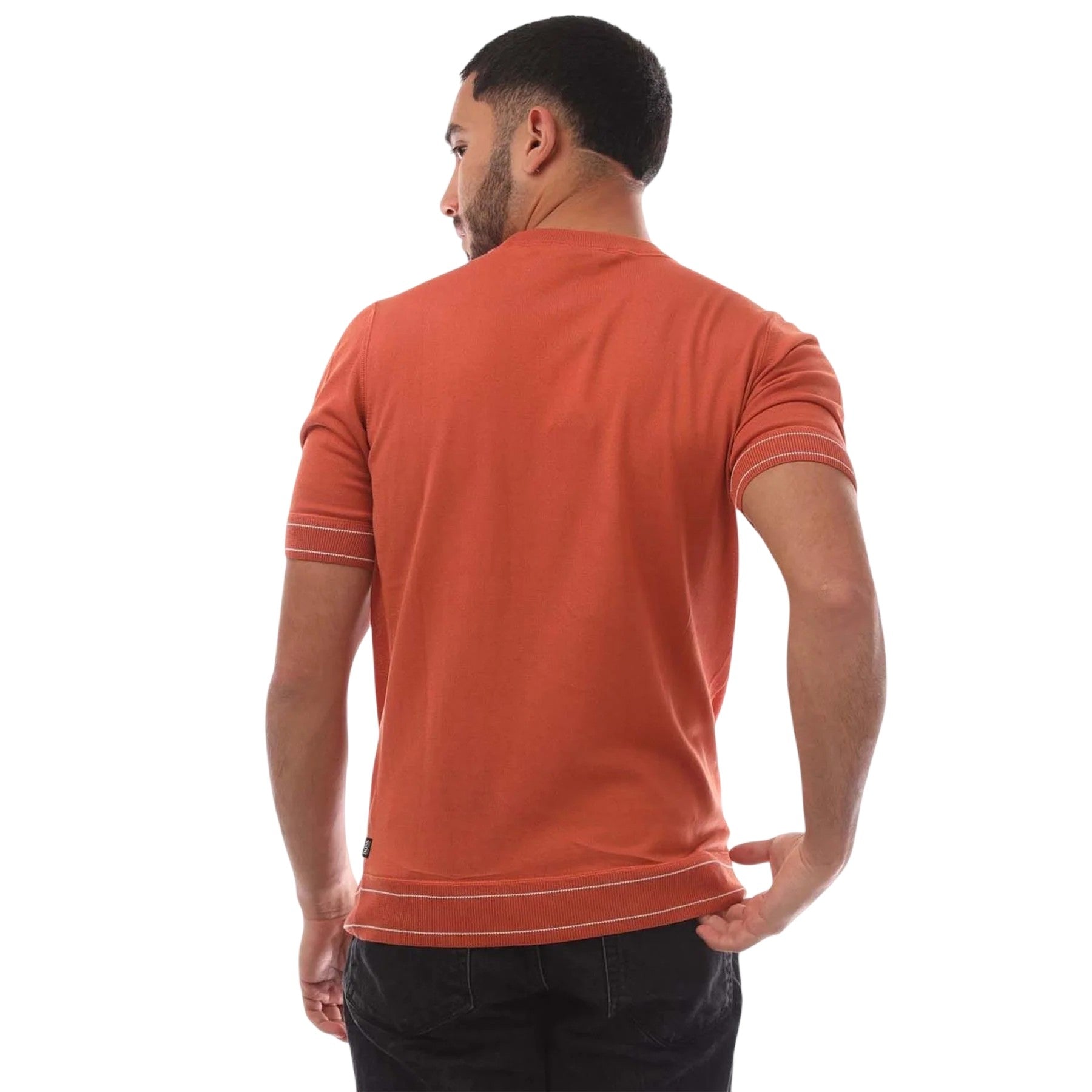 Orange - Back - Boss Mens Plain Cotton T-Shirt