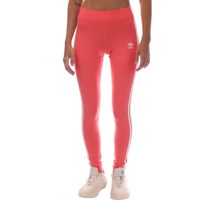 Pink - Front - Adidas Womens-Ladies Classics 3 Stripes Leggings