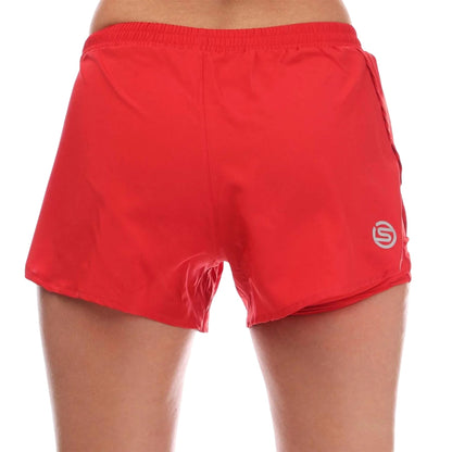 Red - Back - Skins Womens-Ladies Series-3 Superpose Running Shorts