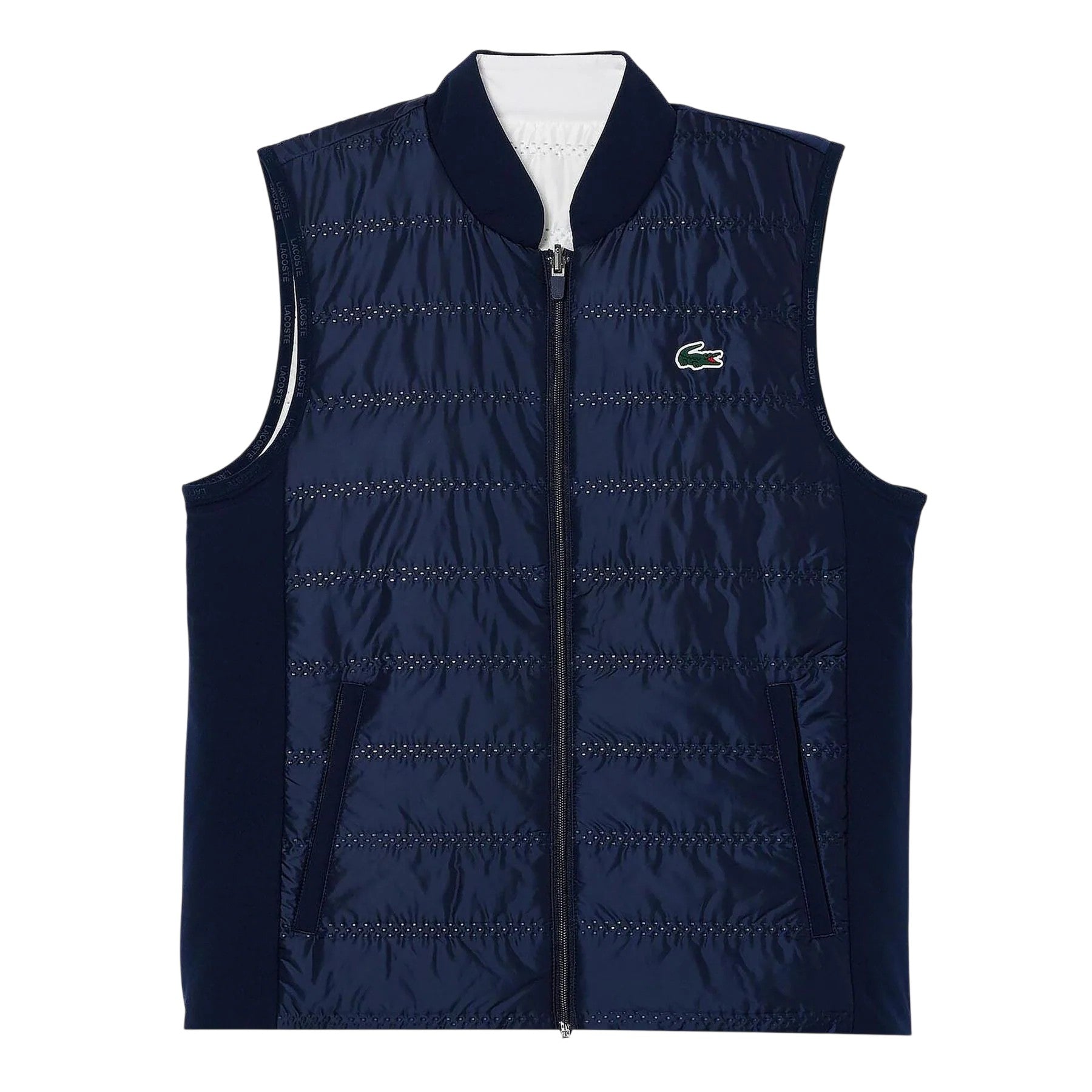 Navy - Front - Lacoste Womens-Ladies Quilted Slim Gilet